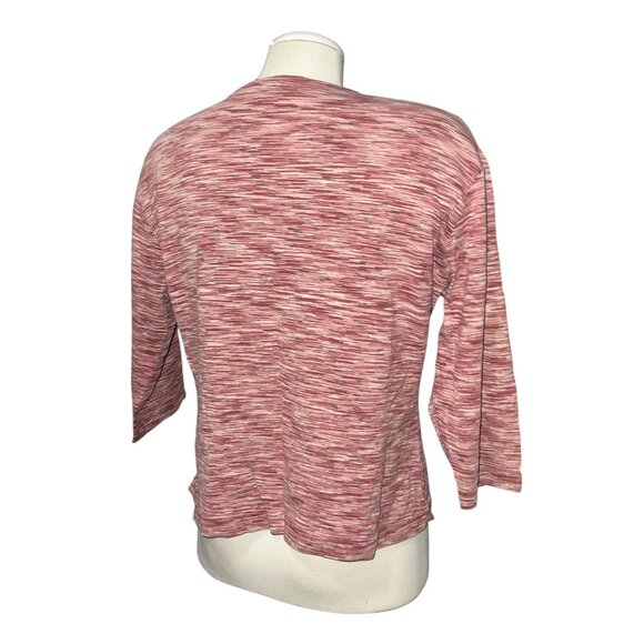 New York & Company Womens Pink Striped V-Neck Top 3/4 Sleeve Relaxed Fit XL 100% - Picture 7 of 7